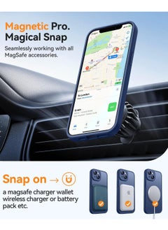 ESCASE Magnetic Cover for iPhone 14 (6.1 Inches) MagSafe Compatible [Full Camera Protection], Translucent Matte Slim Protective Shockproof Case, Blue  - Image 4
