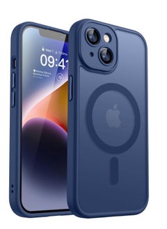 ESCASE Magnetic Cover for iPhone 14 (6.1 Inches) MagSafe Compatible [Full Camera Protection], Translucent Matte Slim Protective Shockproof Case, Blue  - Image 1