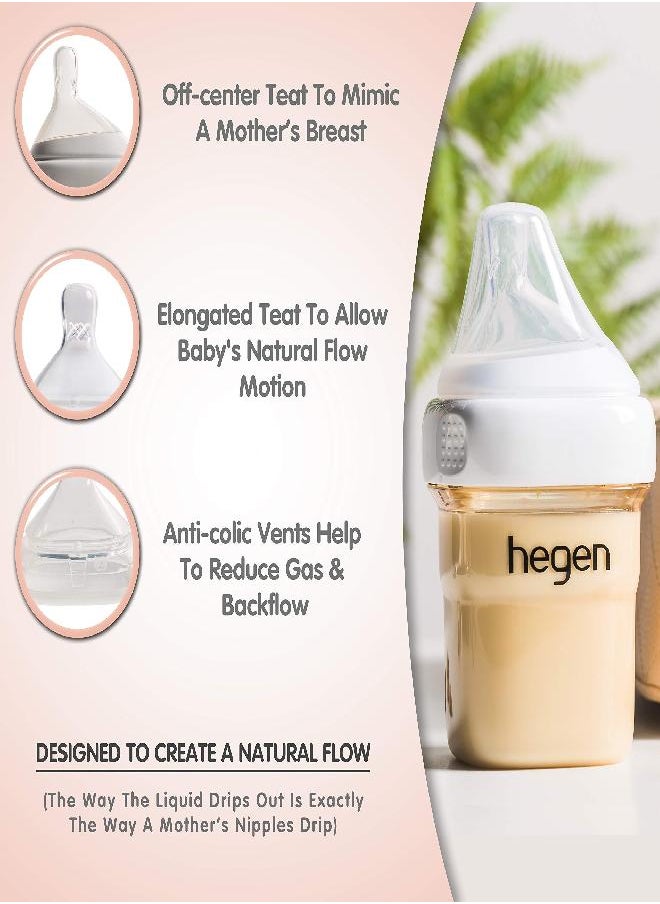 hegen Hegen Baby Bottles- Anti Colic Baby Bottles Wide Neck- Breastfeeding System 11 oz with Fast Flow Teats (2 Pack)  - Image 1