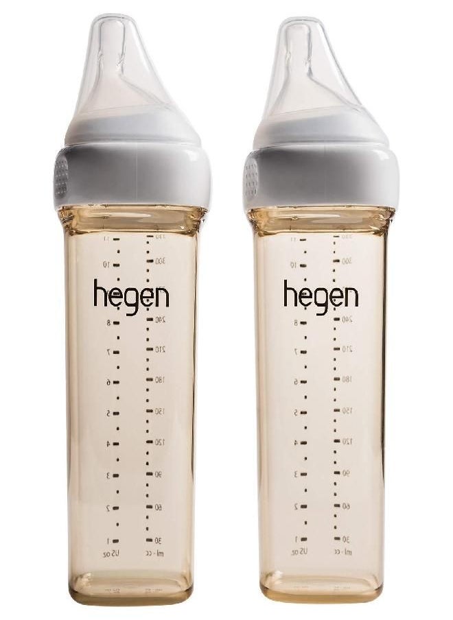 hegen Hegen Baby Bottles- Anti Colic Baby Bottles Wide Neck- Breastfeeding System 11 oz with Fast Flow Teats (2 Pack)  - Image 3