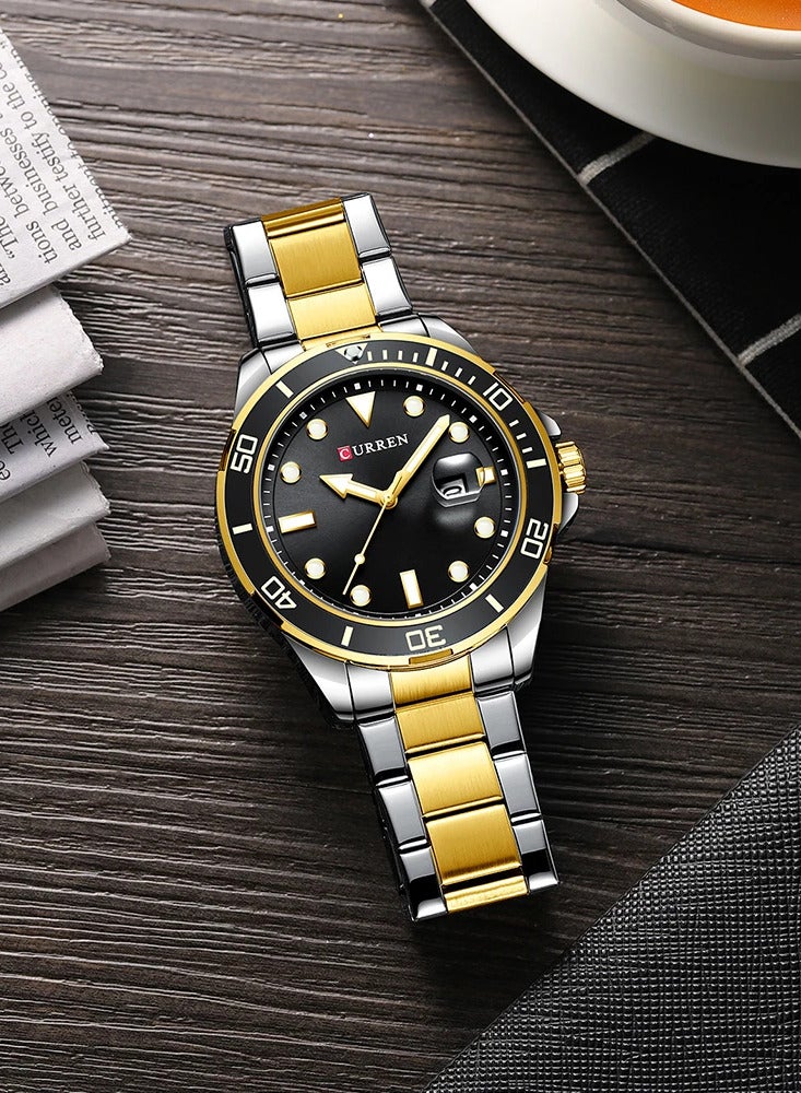 CURREN Men's Quartz Classic Wrist Watch - 47mm - Gold/Silver - Image 3