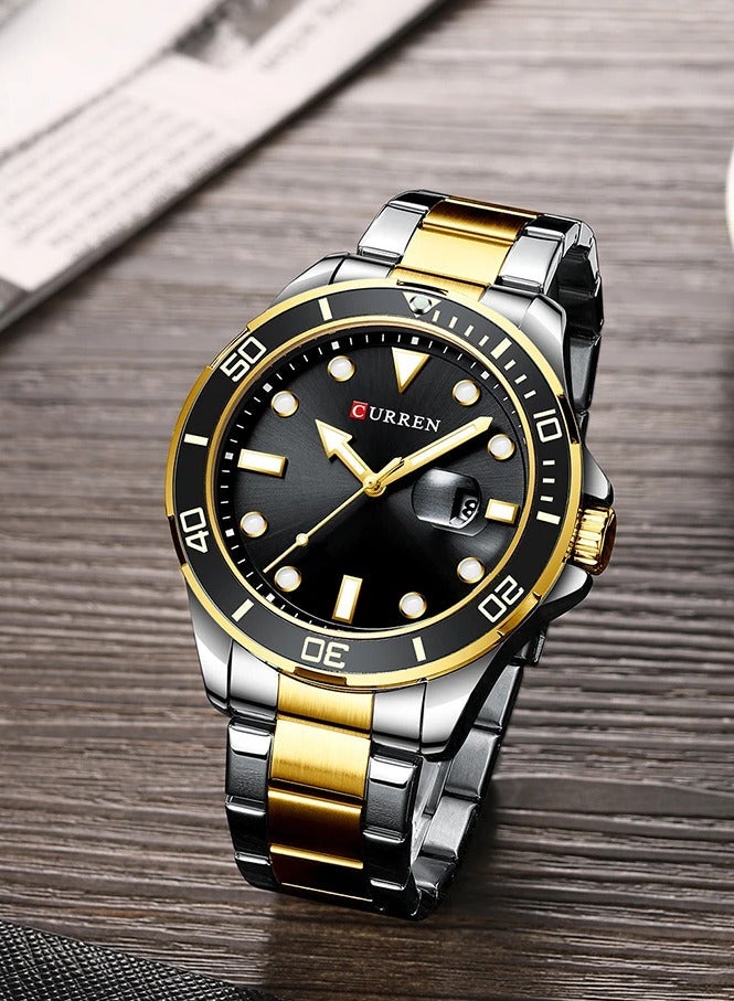 CURREN Men's Quartz Classic Wrist Watch - 47mm - Gold/Silver - Image 1