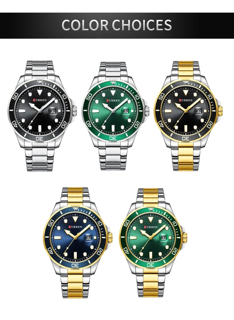 CURREN Men's Quartz Classic Wrist Watch - 47mm - Gold/Silver - Image 5