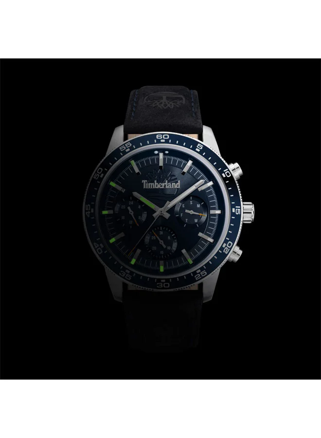 Timberland Men's Parkman 44 mm Men's Multifunction Watch Navy  Dial  & Brown Leather Strap