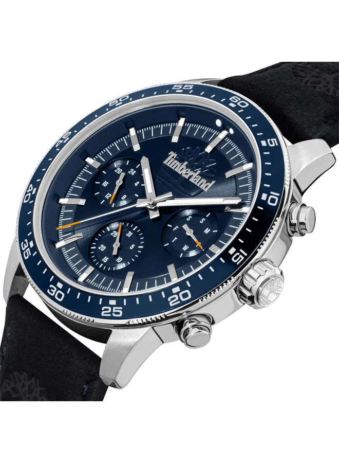 Timberland Men's Parkman 44 mm Men's Multifunction Watch Navy  Dial  & Brown Leather Strap