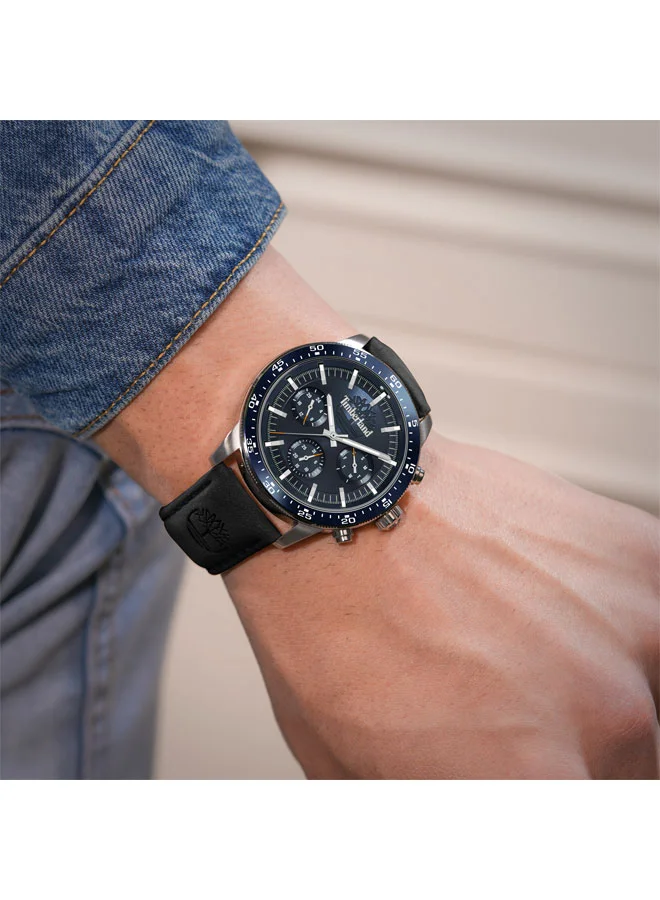 Timberland Men's Parkman 44 mm Men's Multifunction Watch Navy  Dial  & Brown Leather Strap