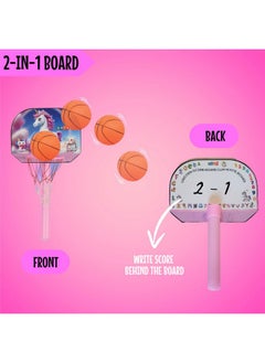 Estilo Estilo Basketball for Kids 2 in1 Set with Adjustable Stand | 5 Level Adjustable Height with Stand and Ball | Portable Multi Activity Sports Basketball Game for 2+Year Kids (Unicorn)  - Image 5