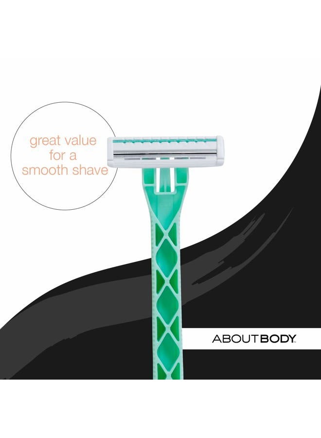 Kai About Face Body Twin Blade Pivoting Disposable Razors; 12 Shavers for Women; Curve-Hugging Pivoting Head with Aloe & Vitamin E Strip, Shaving Razors for Women