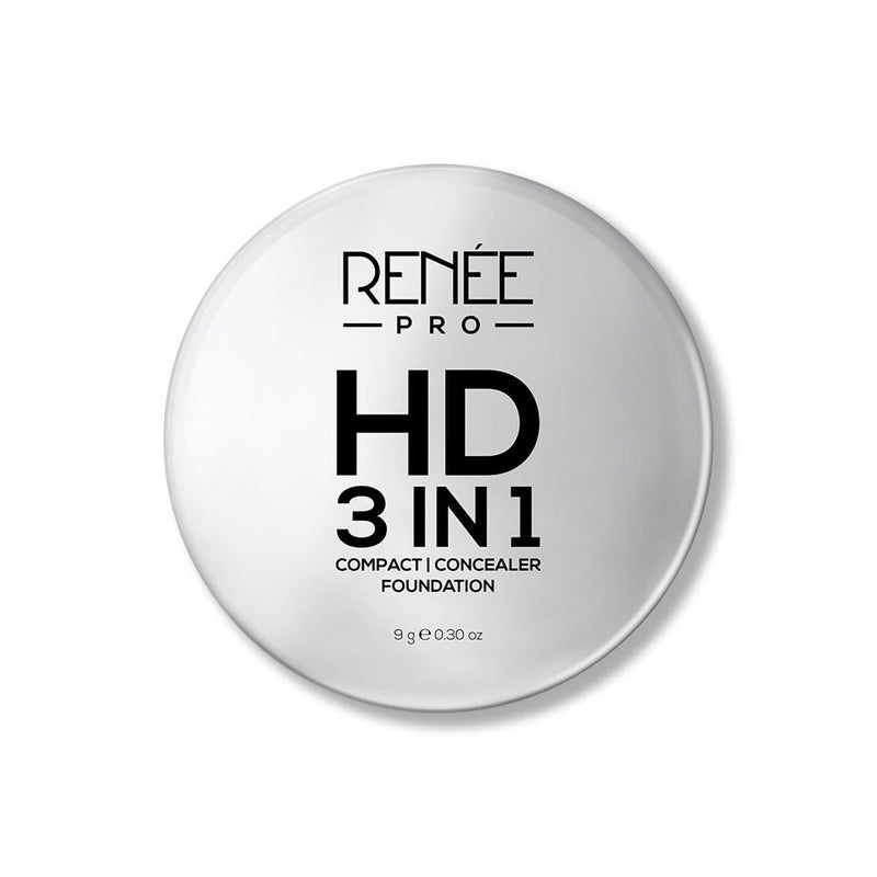 RENEE PRO HD 3 In 1 Compact Sable 9 Gm Works As Concealer Foundation Powder SPF 20 Matte Finish High Coverage Ultralight Silky Smooth Finish Enriched With Vitamin E C Aloe Vera - Image 1