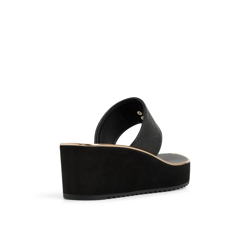 الدو Penelopy-In Women's Black Heel Wedges