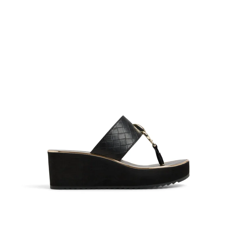 الدو Penelopy-In Women's Black Heel Wedges