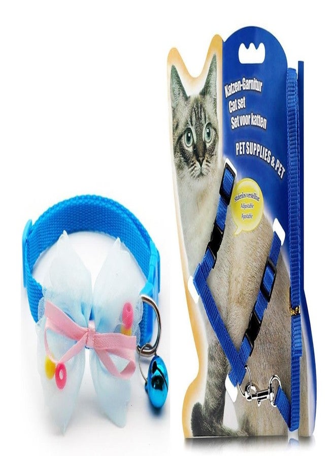 BohoBark Kitten Cat Harness and Leash for Walking Escape Proof Adjustable Vest Blue - Image 1