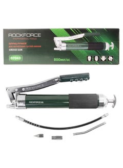 ROCKFORCE ROCKFORCE Heavy Duty Lever-Action Manual 800ml Grease Gun, Premium Dual Lip Follower with a Rigid (L-140mm) and Flexible (L-400mm) Tips 
