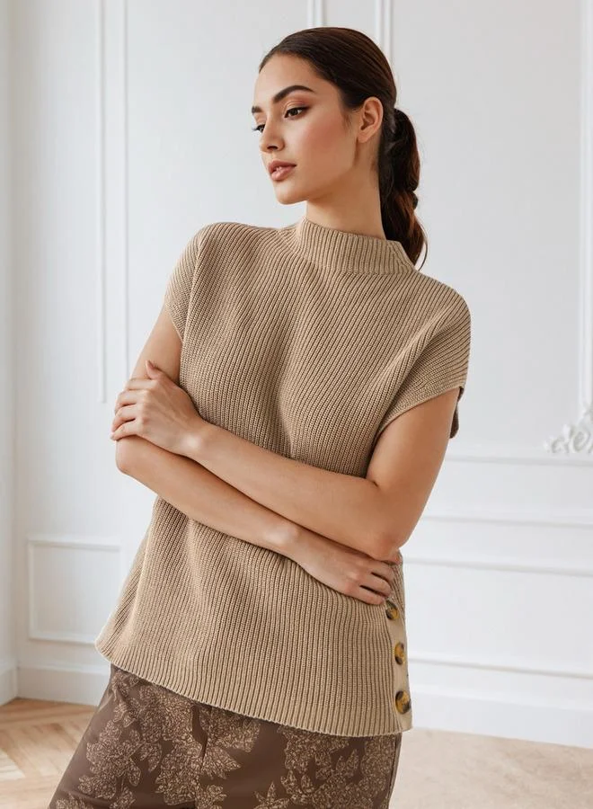 Iconic Iconic Ribbed High Neck Sweater