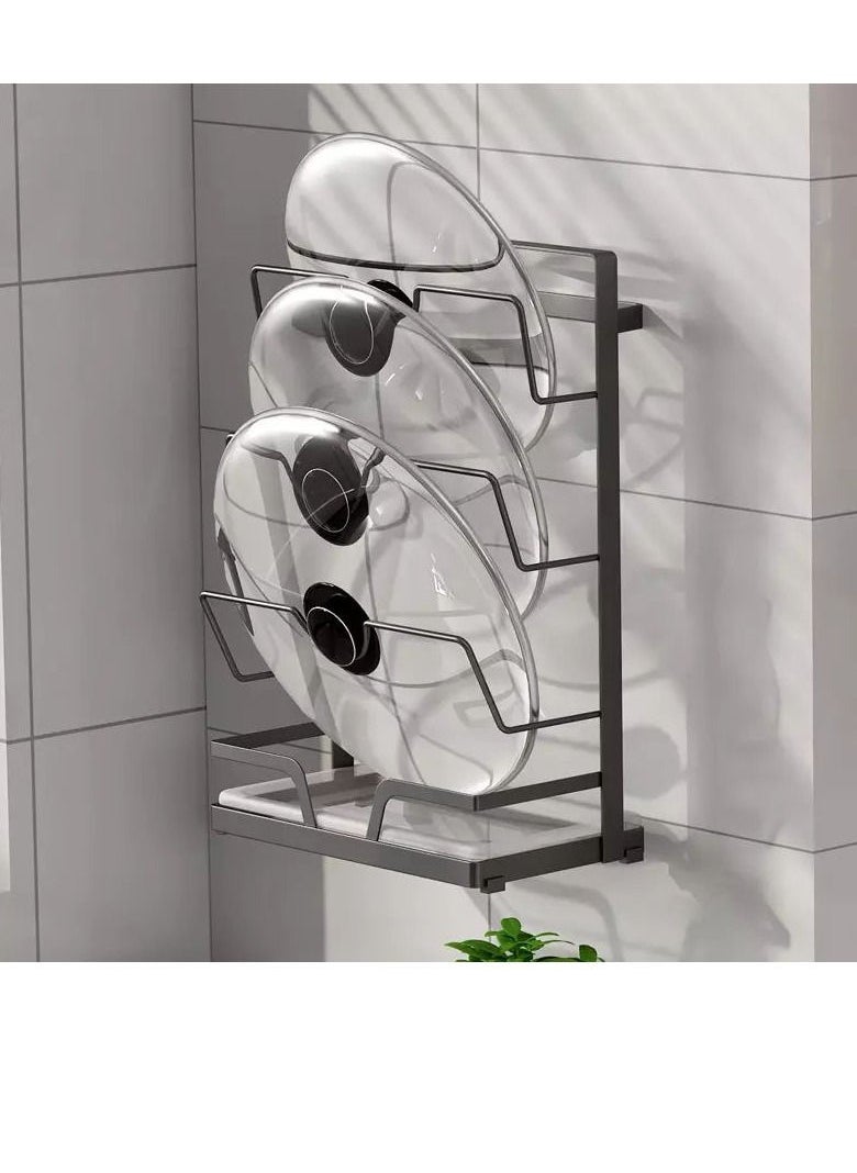 EMZJ 3-Layer Pot Cover Holder Wall Mounted Pot Lid Kitchen Storage Rack J045  - Image 1