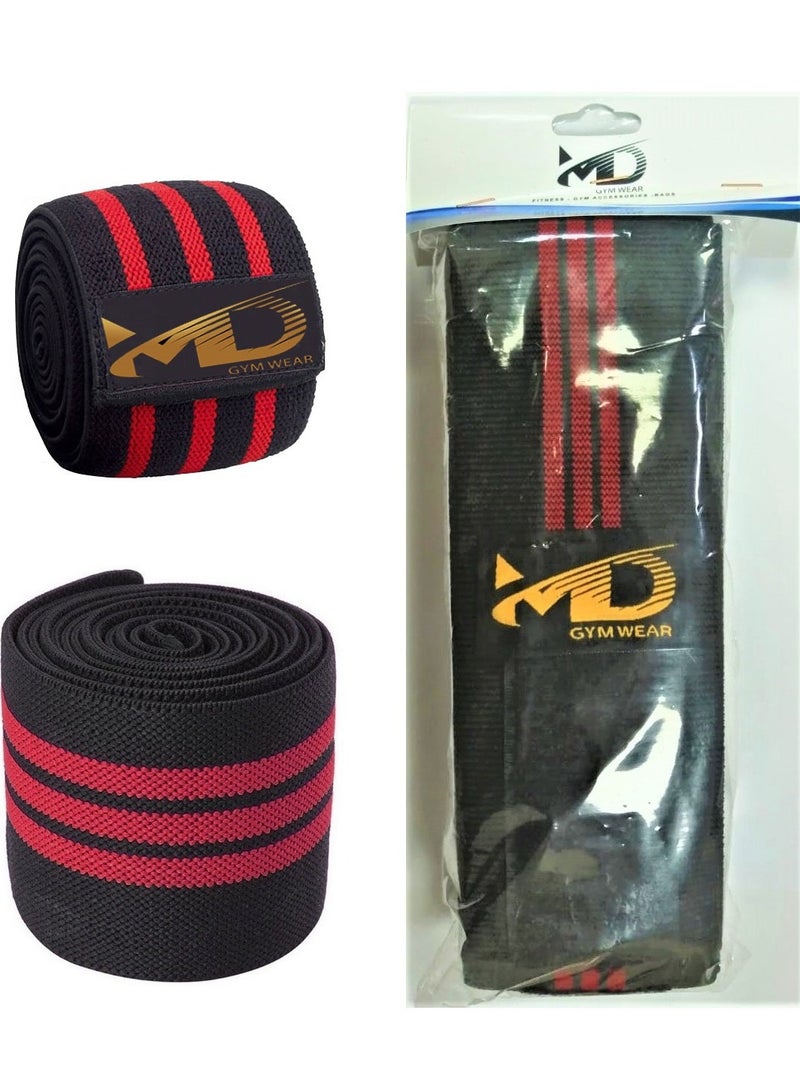 Knee Support Wraps for Weightlifting, Fitness & Gym Workouts 2Pcs, Red