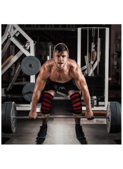 MD Knee Support Wraps for Weightlifting, Fitness & Gym Workouts 2Pcs, Red  - Image 5