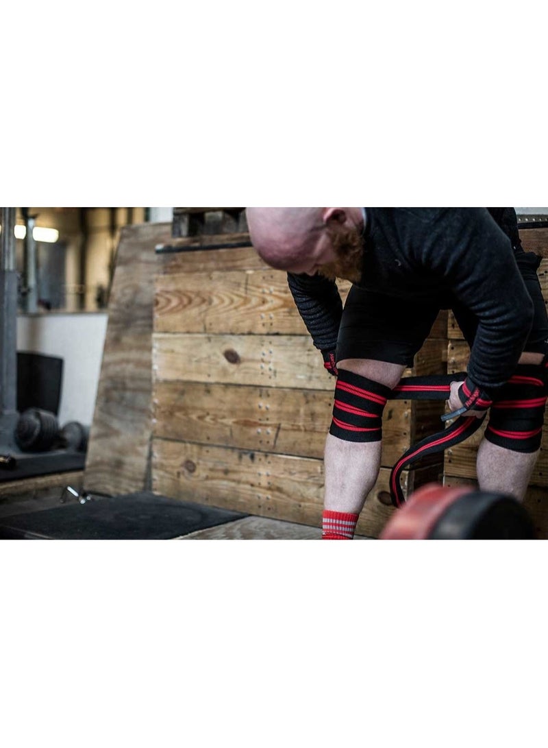 Knee Support Wraps for Weightlifting, Fitness & Gym Workouts 2Pcs, Red