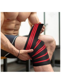 MD Knee Support Wraps for Weightlifting, Fitness & Gym Workouts 2Pcs, Red  - Image 3