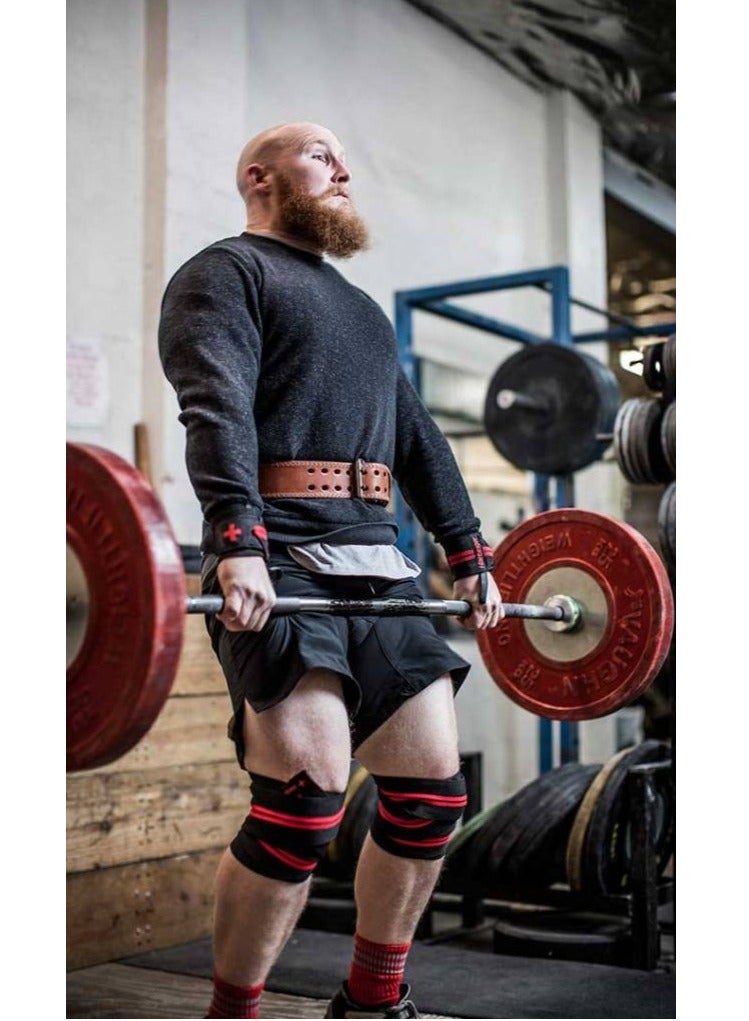 Knee Support Wraps for Weightlifting, Fitness & Gym Workouts 2Pcs, Red