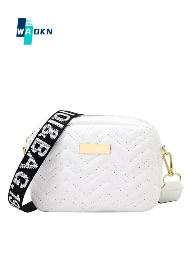 WAOKN Women's Fashion Solid Color Shoulder Bags, Wave Embroidered Crossbody Bags, Messenger Bags, Leather Woven Bags, Wallets for Ladies, Student Commuting Handbags, Tote Bags  - Image 1