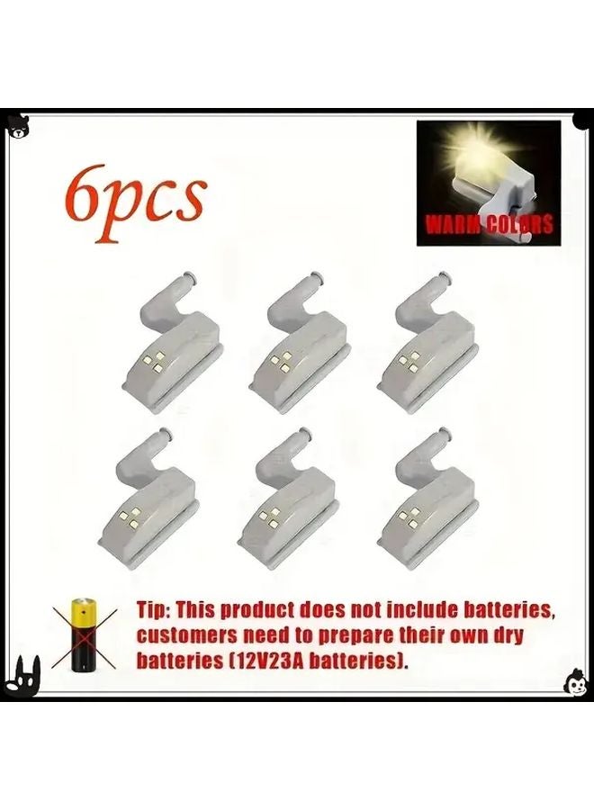 6 قطع أضضاء خزانة LED ذات حساس ذكي ذاتية التشغيل، ضوء أبيض دافئ - Image 1