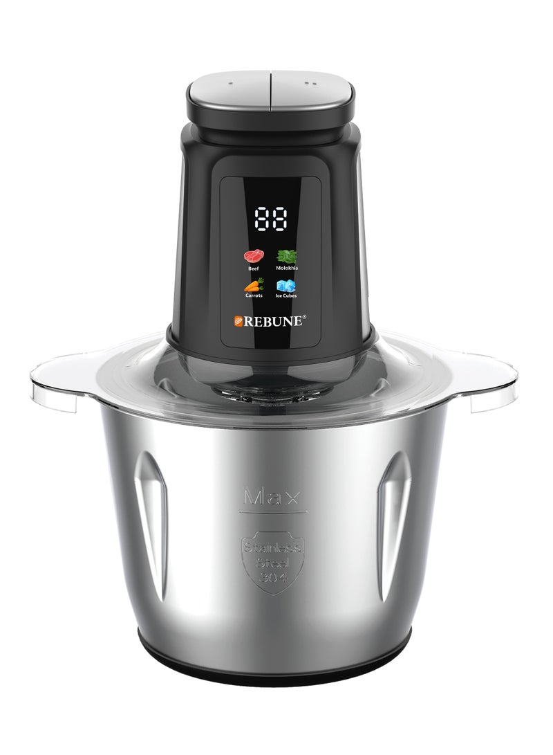 REBUNE Electric Meat and Vegetable Chopper 3L Capacity 500W Digital Display 3 L 500 W RE-2-189 Black - Image 2