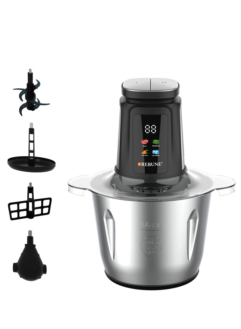 REBUNE Electric Meat and Vegetable Chopper 3L Capacity 500W Digital Display 3 L 500 W RE-2-189 Black - Image 1