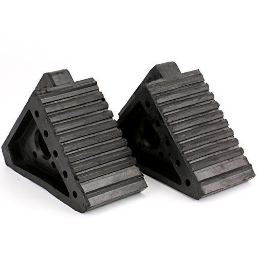Fasmov 2 Pack Solid Rubber Heavy Duty Wheel Chock, Ergonomic Carry Handles, Premium Chock for Car, Travel Trailers, RV, Truck, and ATV - Image 1