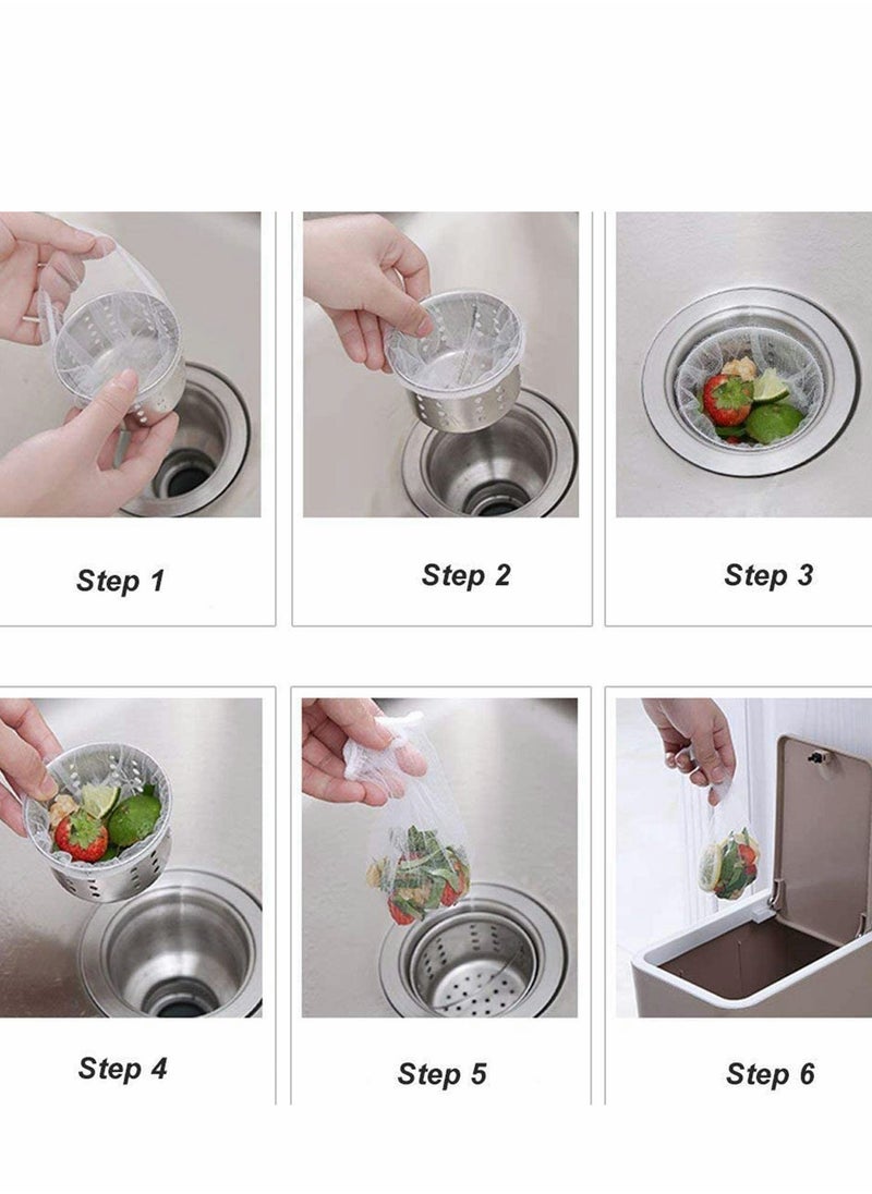 KASTWAVE - 100 Pcs Kitchen Sink Trash Mesh Bag, Disposable Anti-Clogging Elastic Mesh Sink Strainer Filter Bags, for Collecting Kitchen Food Waste, Leftover, Garbage (with a Box) - Image 1