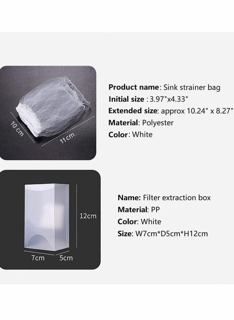 KASTWAVE - 100 Pcs Kitchen Sink Trash Mesh Bag, Disposable Anti-Clogging Elastic Mesh Sink Strainer Filter Bags, for Collecting Kitchen Food Waste, Leftover, Garbage (with a Box) - Image 1
