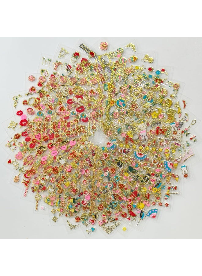 30 ورقة ملصقات أظافر لعيد الحب، ملصقات أظافر على شكل قلوب حمراء ثلاثية الأبعاد ذاتية اللصق، ملصقات ورود وشفاه وقبلات لتزيين الأظافر، لوازم تزيين أظافر الأكريليك بنفسك للنساء والفتيات. - Image 2