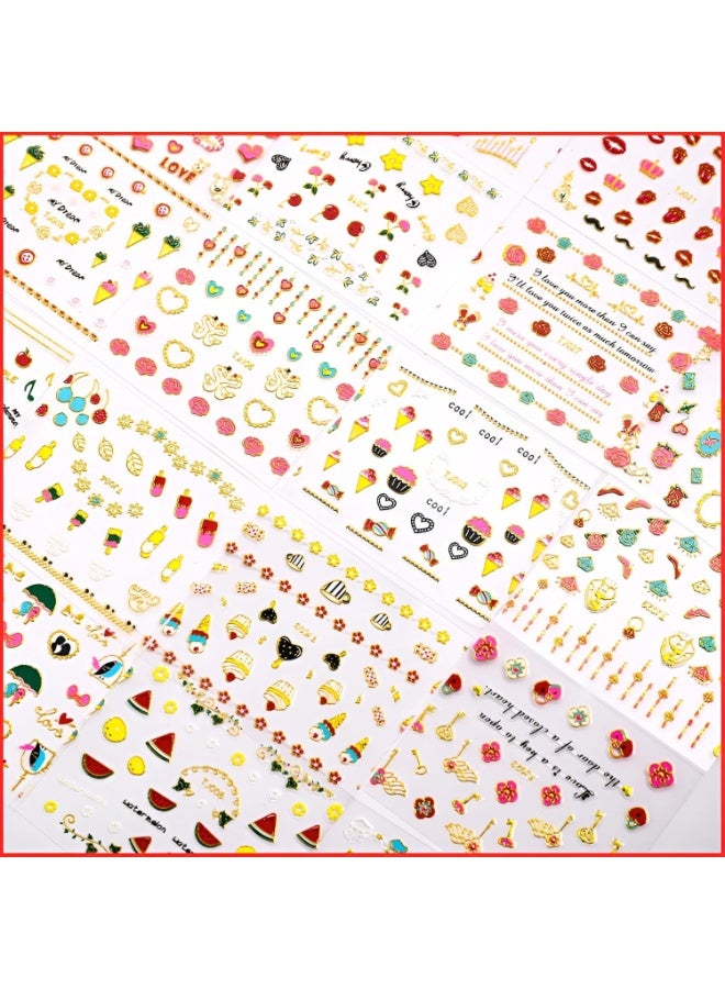 30 ورقة ملصقات أظافر لعيد الحب، ملصقات أظافر على شكل قلوب حمراء ثلاثية الأبعاد ذاتية اللصق، ملصقات ورود وشفاه وقبلات لتزيين الأظافر، لوازم تزيين أظافر الأكريليك بنفسك للنساء والفتيات. - Image 4