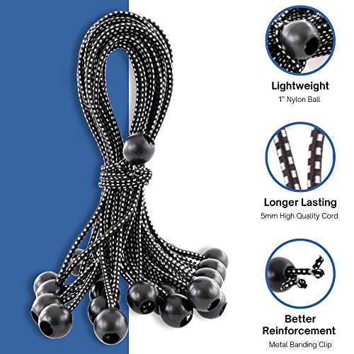 Kotap BB-11B Ball Bungee Cord, Heavy-Duty & Versatile, Indoor & Outdoor, Tarp Tie-Down, Organize & Secure, 11 Inch, Black, 25 Pack - Image 2