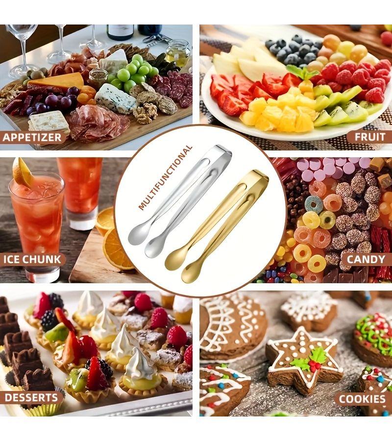 Stainless Steel Sugar Tongs Silvery 1pc Multi Functional Kitchen Tool - Image 4