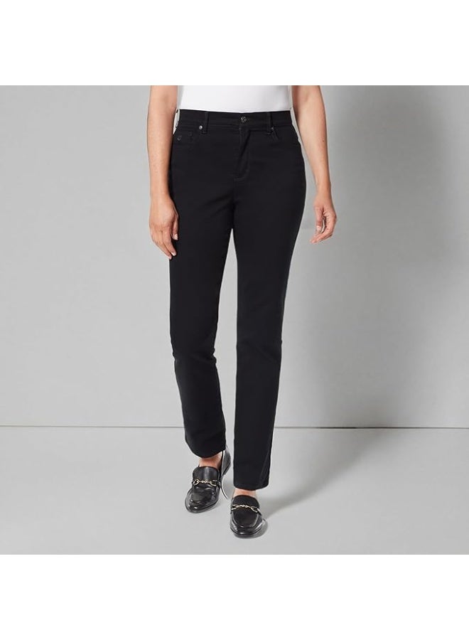 Gloria Vanderbilt Women's Amanda Classic High Rise Tapered Jean Standard, Black, 10 Long - Image 2