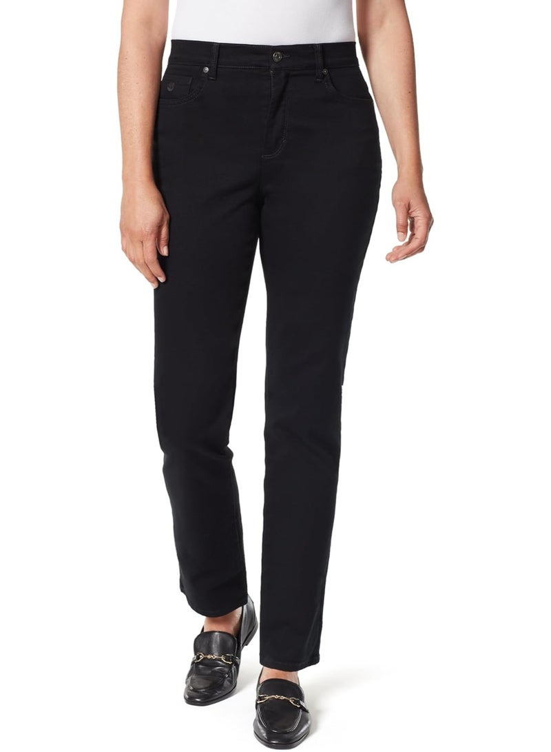 Gloria Vanderbilt Women's Amanda Classic High Rise Tapered Jean Standard, Black, 10 Long - Image 1