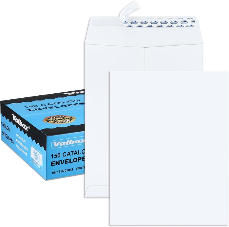 ValBox 10x13 Self Seal Catalog Envelopes 150 Packs Large White Envelopes with Peel and Seal Flap for Mailing, Organizing and Storage - Image 1