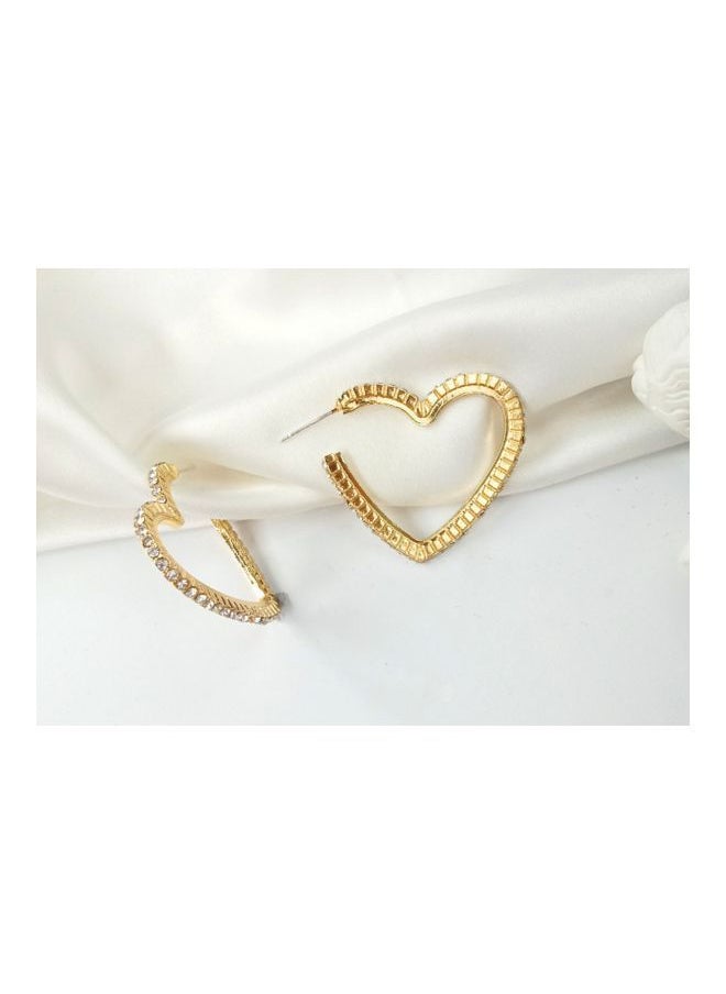 NIBEMINENT - Rhinestone Studded Heart Shaped Hoops - Image 1