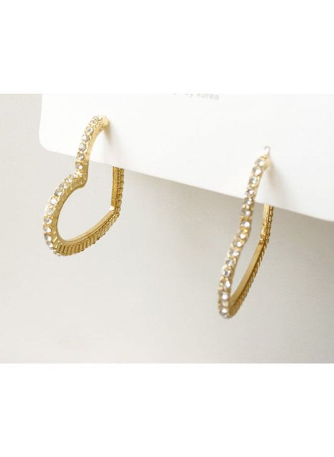 NIBEMINENT - Rhinestone Studded Heart Shaped Hoops - Image 1