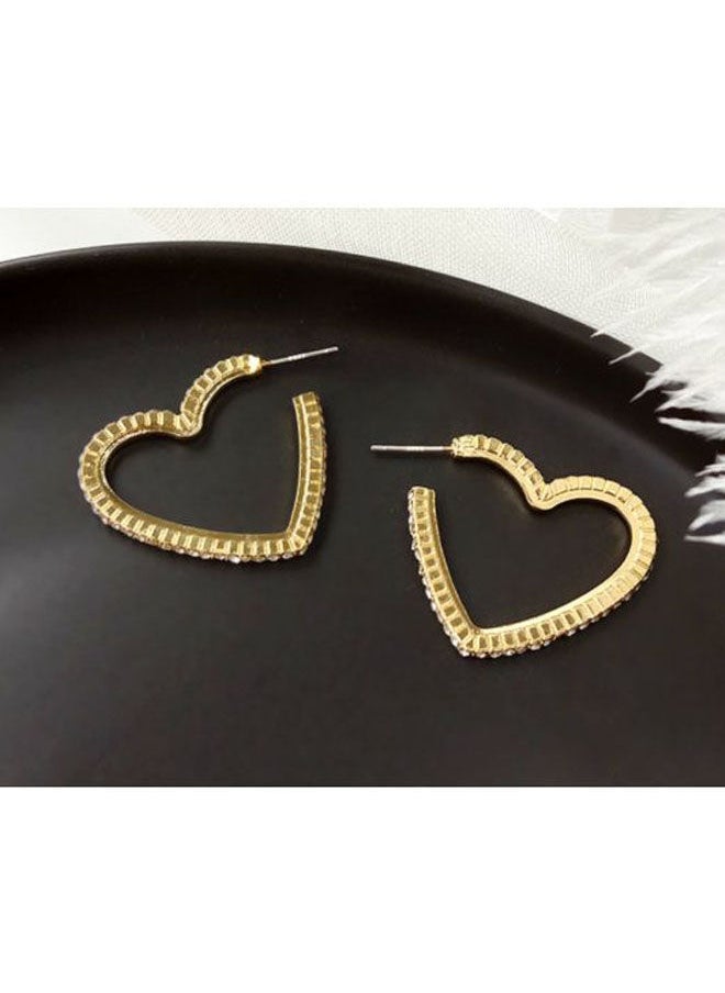 NIBEMINENT - Rhinestone Studded Heart Shaped Hoops - Image 1