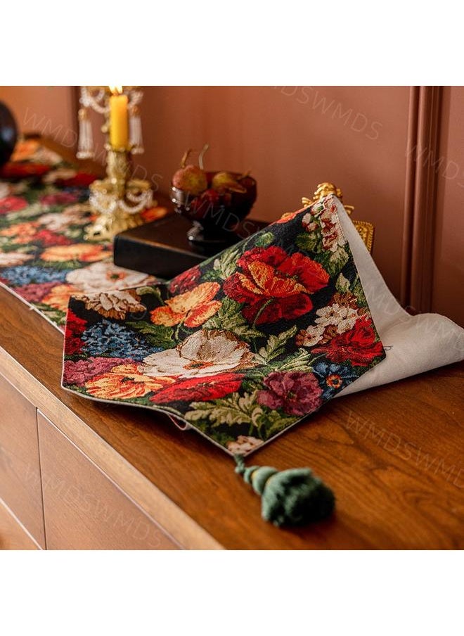 Bluejw - Household American Style Light Luxury Jacquard Embroidery Sense Advanced Sense Bucket Long Strip Living Room Western Dining Table Table Runner Tea Flag Cloth Vintage - Image 1