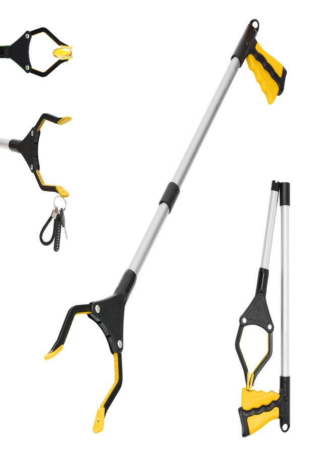 GrabRunner 32" Foldable GrabRunner Reacher Grabber with Strong Magnetic Tip for Seniors, Disabled, After Surgery Recovery(Yellow) - Image 1