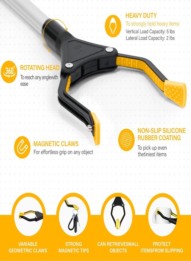 GrabRunner 32" Foldable GrabRunner Reacher Grabber with Strong Magnetic Tip for Seniors, Disabled, After Surgery Recovery(Yellow) - Image 2