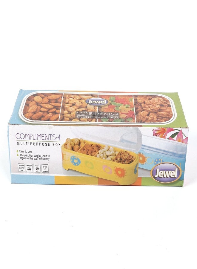 جيويل علبة فواكه مجففة، علبة بهارات ماسالا، علبة رانجولي، علبة هدايا - علبة متعددة الاستخدامات بأربعة أقسام - أبيض - Image 4