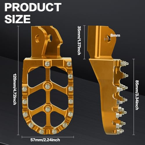 LKV Sur Ron Dirt Bike Foot Pegs CNC Motorcycle Footpegs Pedals Rests Compatible with Sur Ron light Bee S/X Segway X160 X260 Talaria Sting MX3 MX4 Taparia XXX, Gold - Image 4