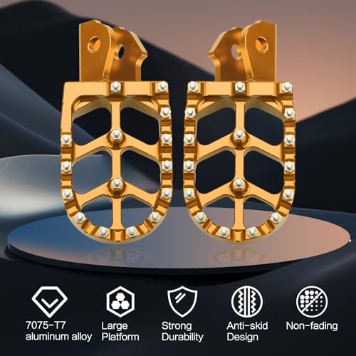 LKV Sur Ron Dirt Bike Foot Pegs CNC Motorcycle Footpegs Pedals Rests Compatible with Sur Ron light Bee S/X Segway X160 X260 Talaria Sting MX3 MX4 Taparia XXX, Gold - Image 2