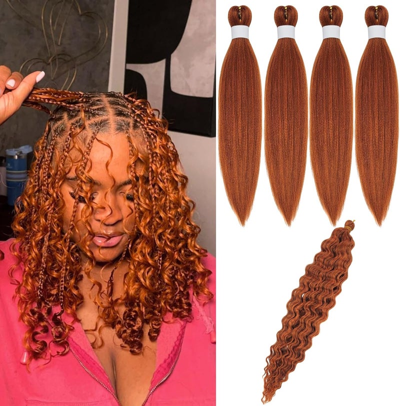 Leticia Bright Ginger Bob Braiding Hair Pre stretched Short Hypoallergenic Boho Curly Hair for Braiding Itch Free Knotless Deep Wave Braids for Black Women - Image 1