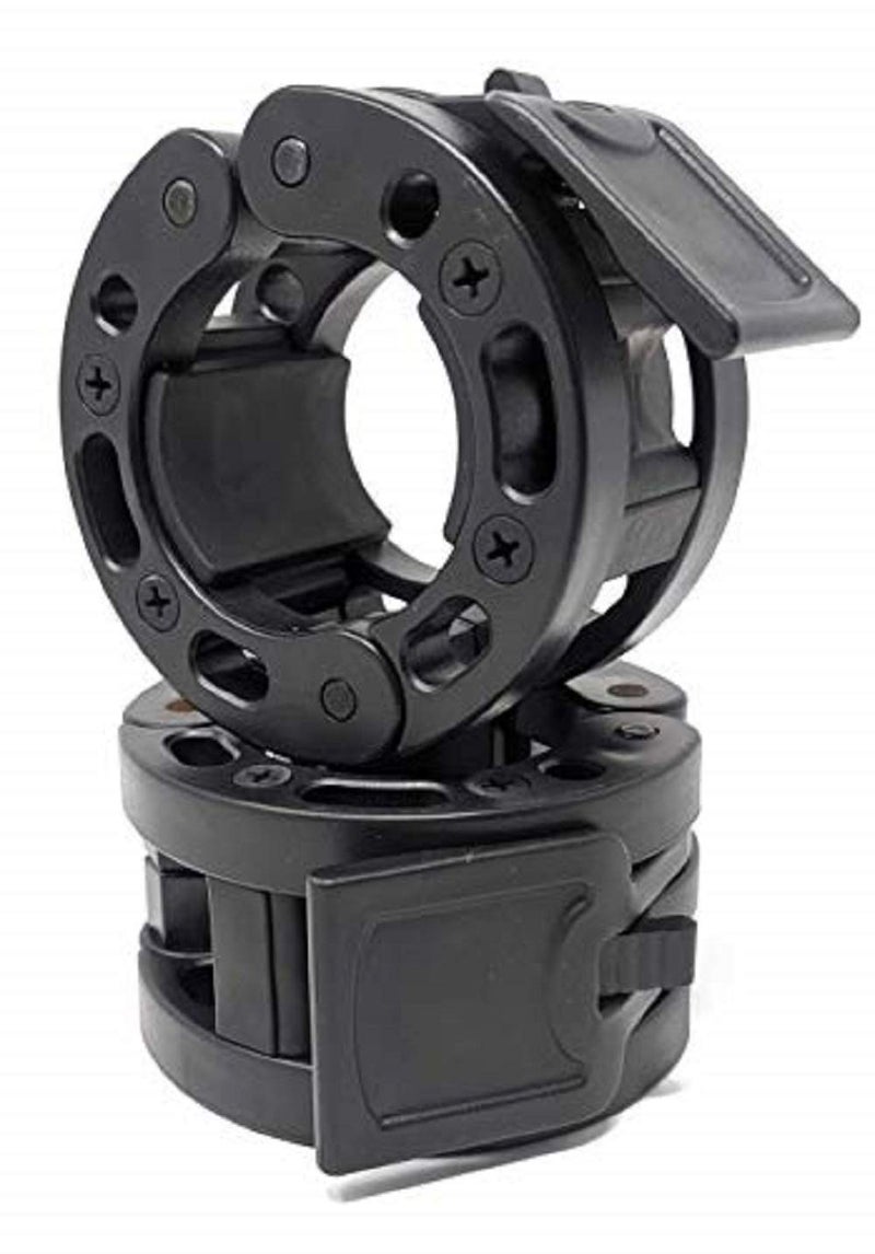 Clout Fitness Olympic Barbell Clamps Collars Quick Release Pair Weight Clips for 2 inch Barbell Black - Image 1