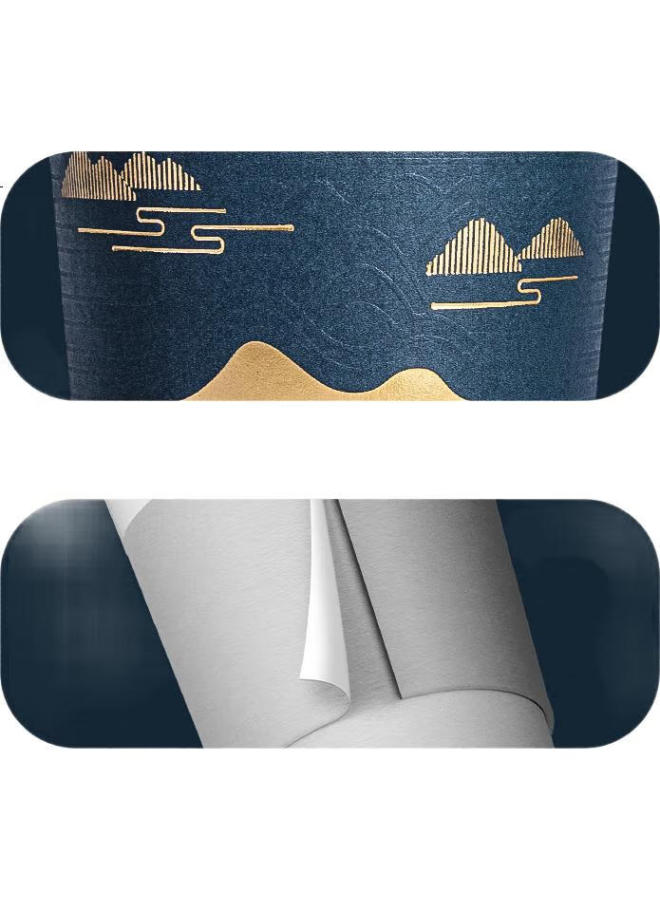 Deli 280Ml Disposable Paper Cups, Thickened With Gold Foil Embossing, High-End Business Style, Blue, Pack Of 50 - Image 3